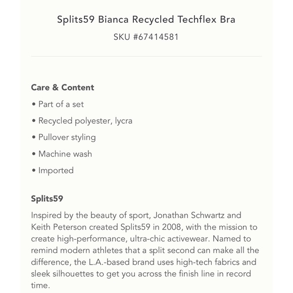 {anthropologie} splits59 bianca recycled techflex bra - Picture 4 of 4